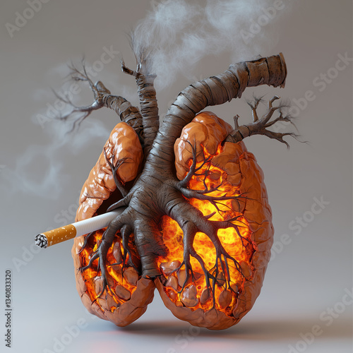 Concept diagram of harmful effects of smoking on lung health