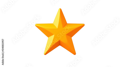 3d golden star shining on transparent background