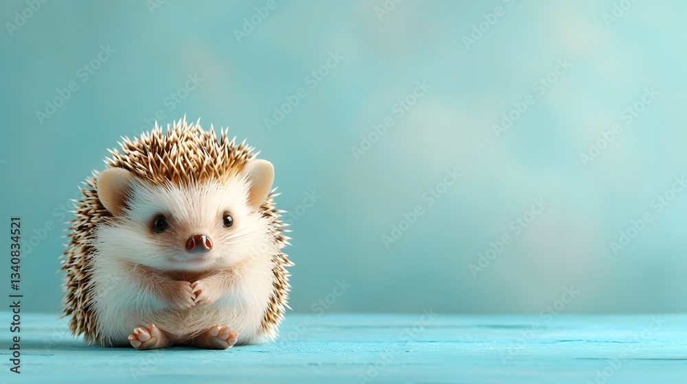 Obraz premium A closeup photography of a hedgehog curled up into a tiny ball its spiky fur standing on end presenting a minimalist and peaceful scene