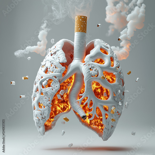 Concept diagram of harmful effects of smoking on lung health