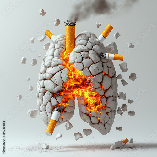 Concept diagram of harmful effects of smoking on lung health