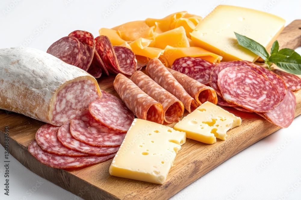 Delectable Salami Cheese Assortment on Wooden Board for Culinary Delights Ready for Party Food Italian Style Delectable Salami Cheese Assortment on Wooden Board for Culinary Delights Ready for Party Food Italian Style