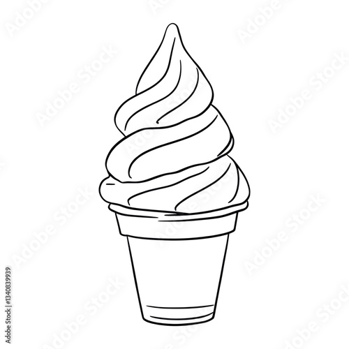 Ice cream soft serve dessert simple white vector