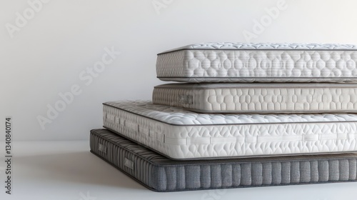 Stacked mattresses, studio, white background, e-commerce