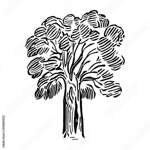 American sycamore tree drawing art sketch vector