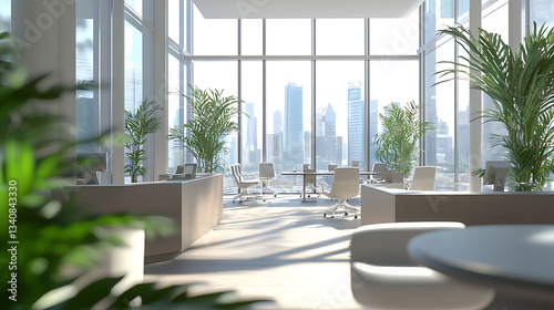 Modern corporate office with city view.