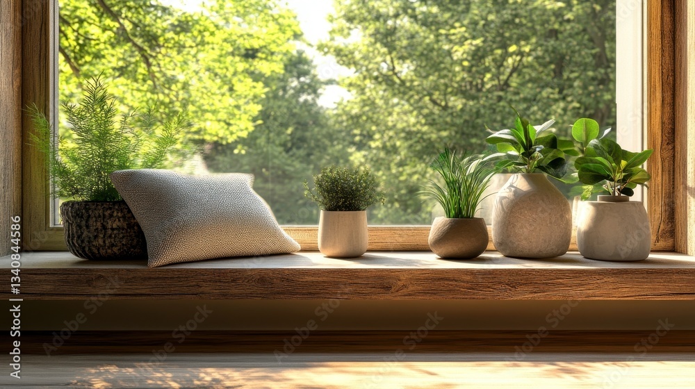Fototapeta premium Serene Window Plant Display