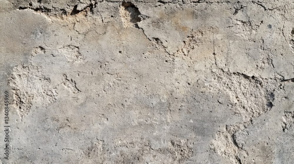 Fototapeta premium A weathered gray concrete wall showing texture and cracks