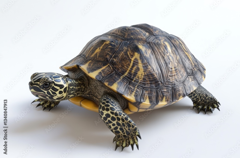 Obraz premium 3D turtle with detailed shell pattern, walking on