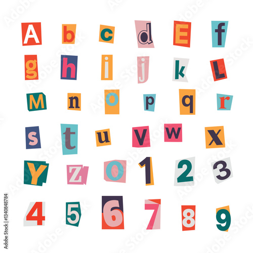 Vector Set of Ransom Note Letter Illustration for Unique Typography Designs