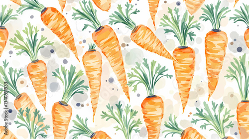 Seamless pattern with watercolor carrot drawing abstract illustration on white background