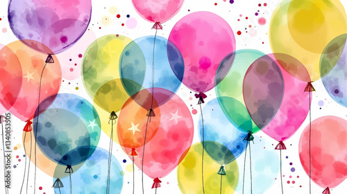 Watercolor balloons on a white background. Seamless pattern