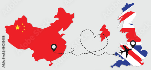 Airplane travel from China to Great Britain