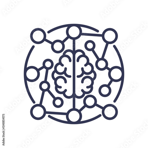A brain connected by nodes symbolizes intelligence and connectivity.
