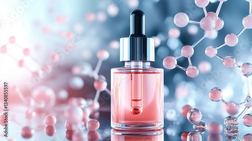 Serum Bottle with Molecular Structure