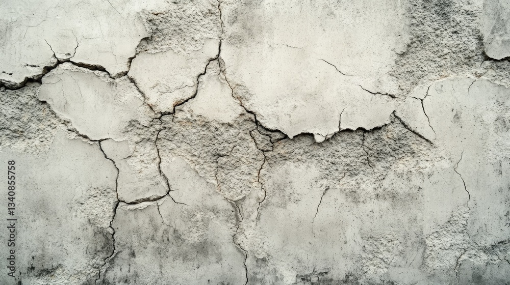 Obraz premium Close up view of a damaged and cracked concrete wall