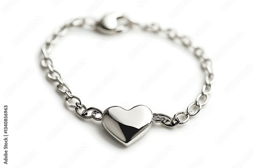 a heart charm bracelet against a white background a heart charm bracelet against a white background