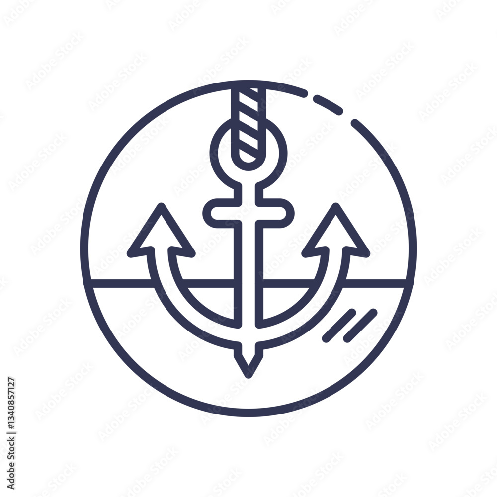 Obraz premium Anchor symbolizing stability and security within a circle.