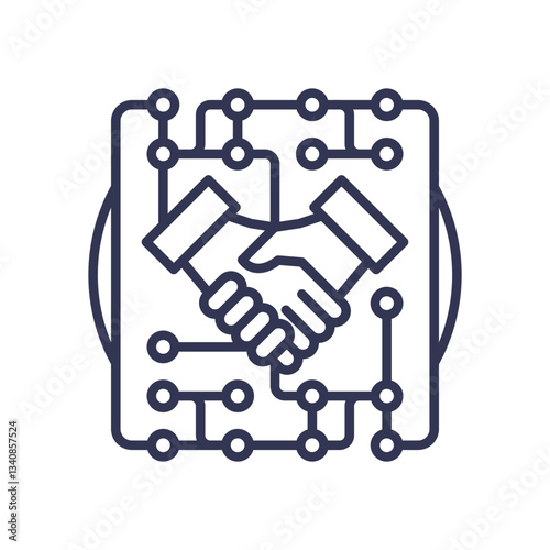 Digital handshake symbolizing trustless execution and blockchain technology.