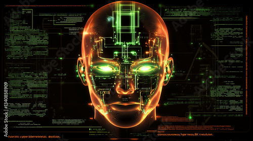 Obraz na płótnie Futuristic Neural Network: AI Intelligence in Digital Space w salonie