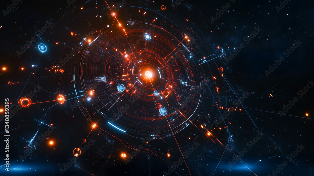 Futuristic Neural Network: AI Intelligence in Digital Space