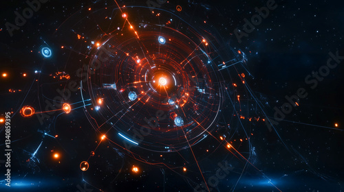 Obraz na płótnie Futuristic Neural Network: AI Intelligence in Digital Space w salonie
