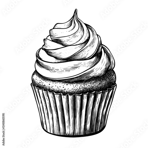 Cupcake dessert black white vector