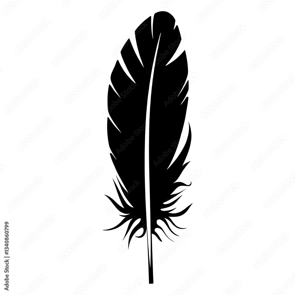 Fototapeta premium Feather vector silhouette illustration stencil vector
