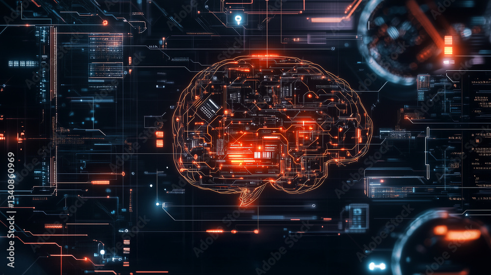 Futuristic Neural Network: AI Intelligence in Digital Space