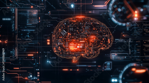 Futuristic Neural Network: AI Intelligence in Digital Space