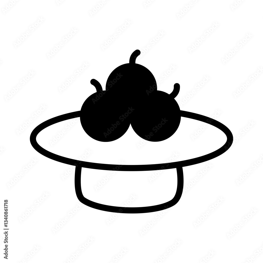 Obraz premium illustration of fruits or apple on plate in the kitchen in vector doodle line art style. High resolution and editable icon set perfect for symbol, logo, design element or poster