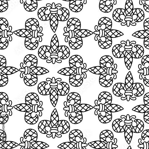 pattern with Mardi Gras symbol in the form of doodles. It is suitable decorating holiday materials, invitations, decorations and promotional materials related to carnival events, parties and holidays