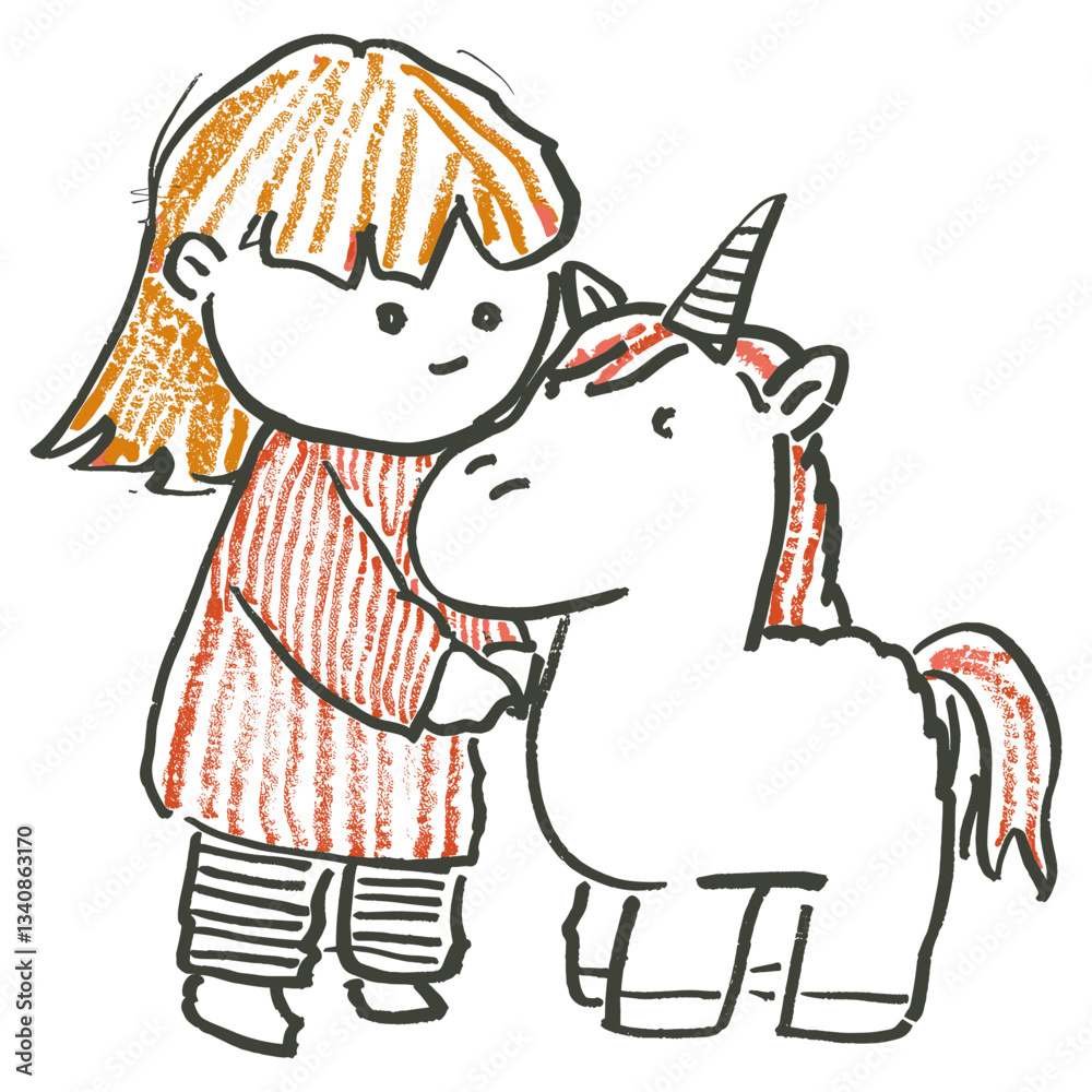 Naklejka premium Illustration drawing unicorn art vector