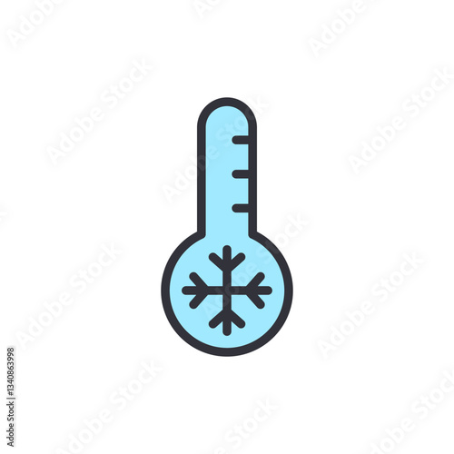 Cold temperature colored icons, minimalist vector illustration ,simple transparent graphic element .Isolated on white background