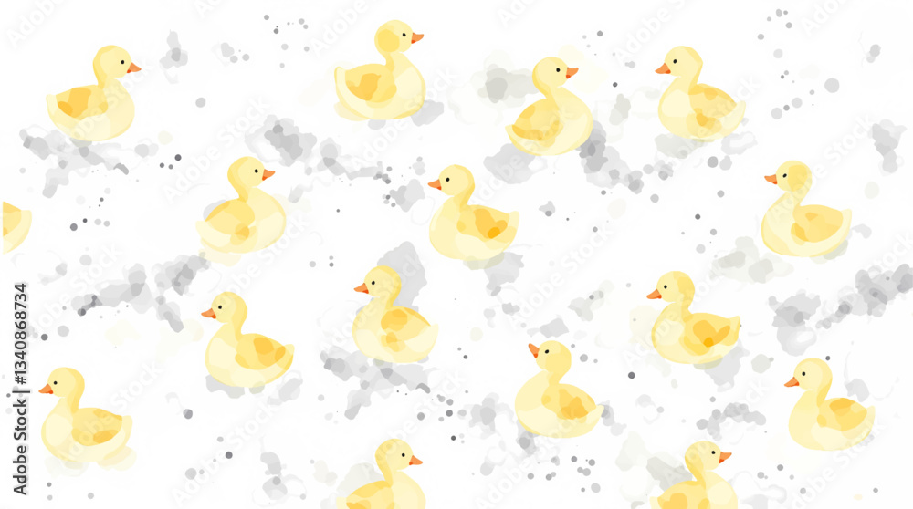 Watercolor pattern duck white background vector
