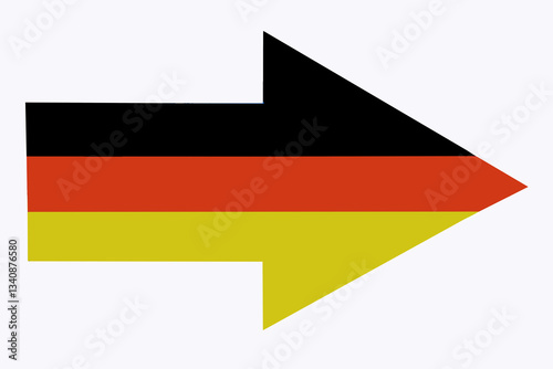 Black red and yellow arrow right