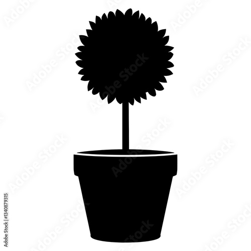 Potted plant with topiary silhouette potted potted plant vector