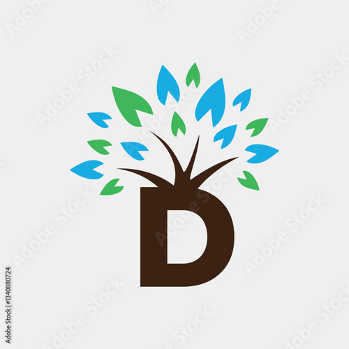 D Letter Tree Symbol Health Care Logo Design