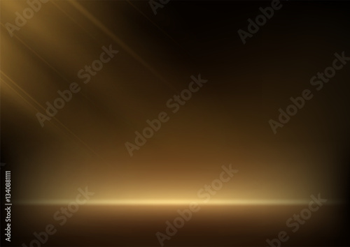 Empty dark gold studio background space for selling products, backdrop, wallpaper, background, text. Vector illustration.