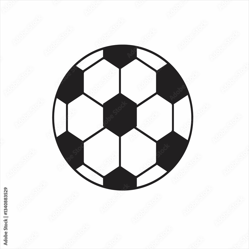Obraz premium Black and White Soccer Ball Icon Minimalist Football Vector Illustration