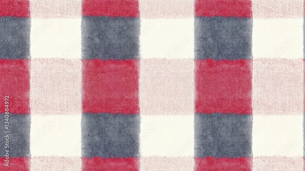 Fototapeta premium Generative AI, Classic plaid flannel fabric with red, navy, and white tones
