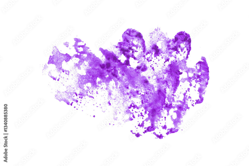 Naklejka premium Bright purple watercolor or ink stain with watercolor marks on transparent background.