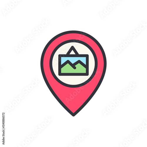 Art gallery location colored icons, minimalist vector illustration ,simple transparent graphic element .Isolated on white background