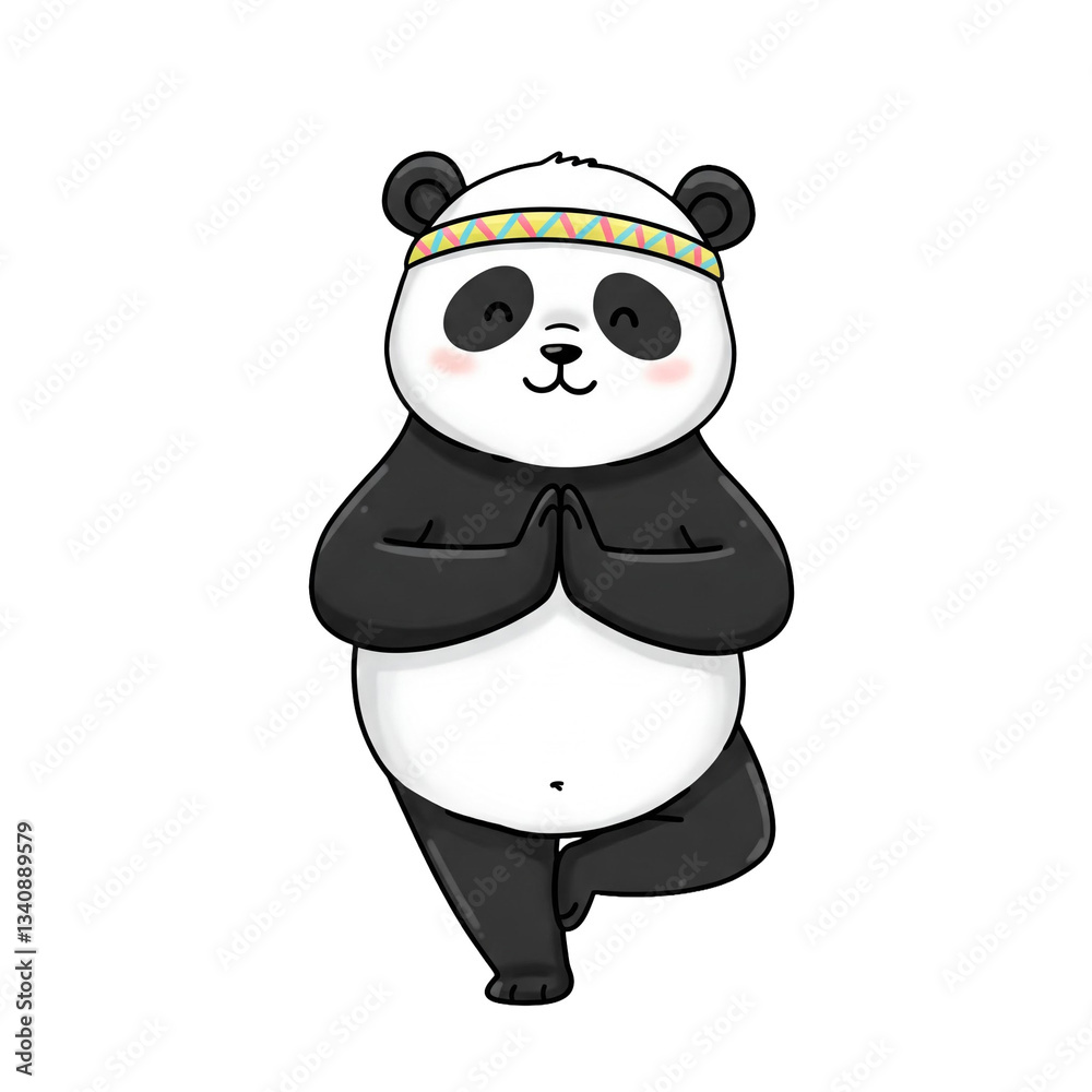Naklejka premium clipart panda doing yoga .cartoon vector style. transparent background.
