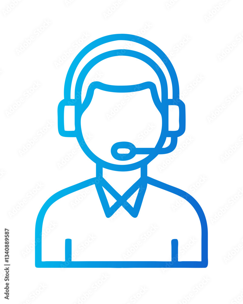 Silhouette of a man with headphones and microphone. Customer service logo Silhouette of a man with headphones and microphone. Customer service logo