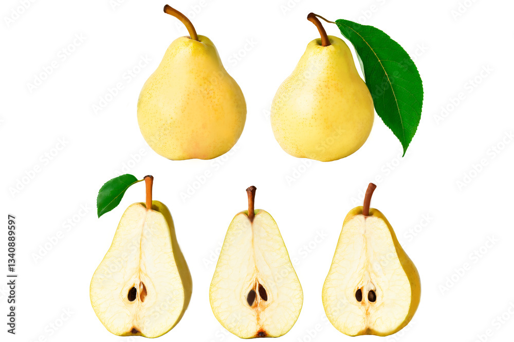 set of pears isolated on transparent background set of pears isolated on transparent background