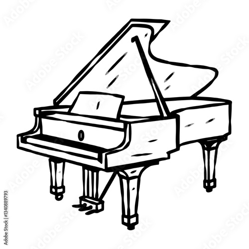 Hand drawn individual Grand piano elegant grand black vector