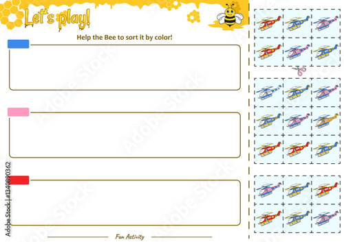 Sorting game help the Bee tidy it up by the color helicopter 11