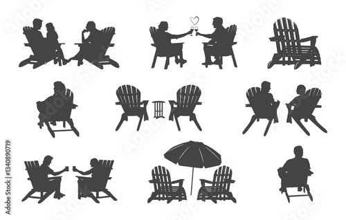 Couple sitting adirondack chair svg, Family sitting in adirondack chair svg, Adirondack chair svg, Adirondack chair silhouette, Chair svg, Chair silhouette. 
