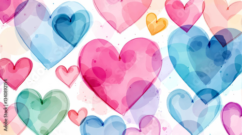 Watercolor abstract hearts seamless pattern on white background wallpaper